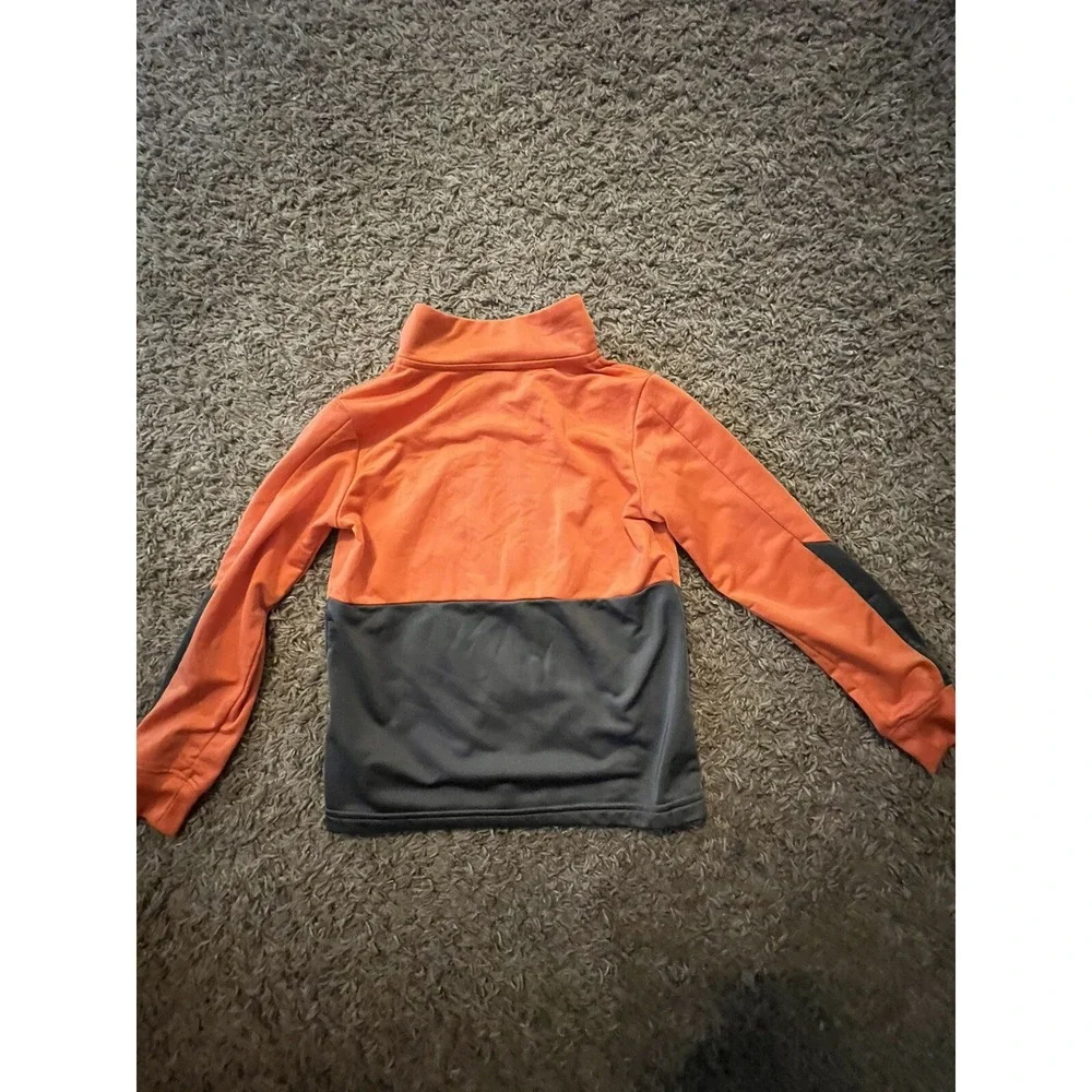 Nike Boys Jacket Size S 4-5 Yrs Nylon Zip-up Orange and Gray Very Good Condition